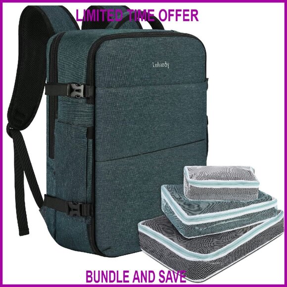 40L Waterproof Travel Backpack with Laptop Compartment & Packing Cubes